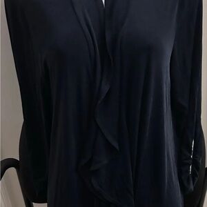Travelers by Chico's Navy Blue Open Jacket Sz 2 (lg 12-14)
